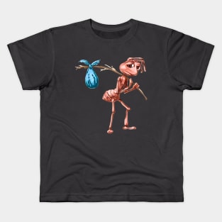 Sad Ant With Bindle / Homeless Ant / How It Feels To Ant Meme Kids T-Shirt